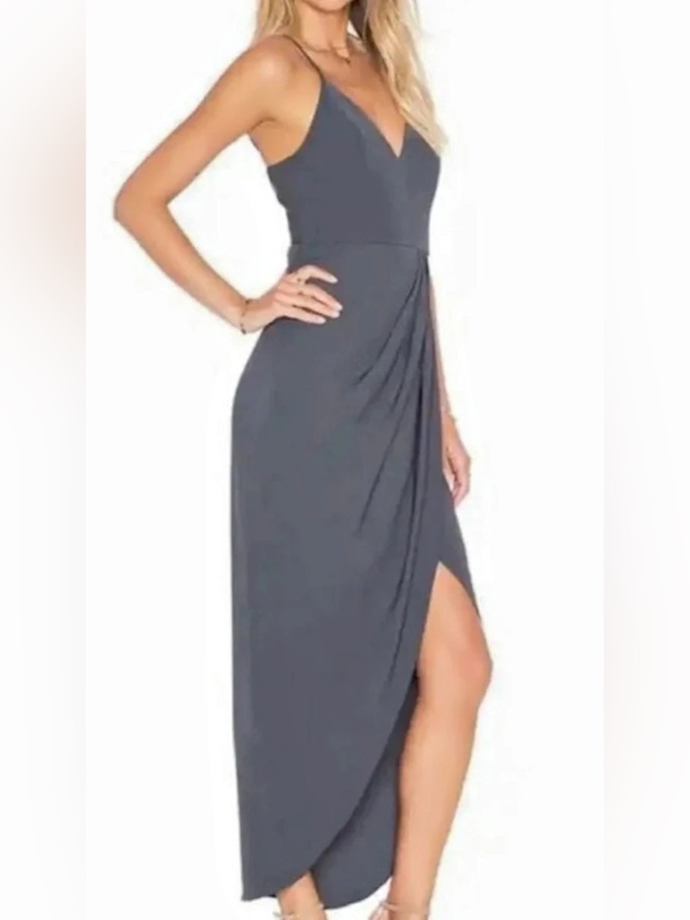 Shona Joy Stellar Drape Dress in Charcoal
